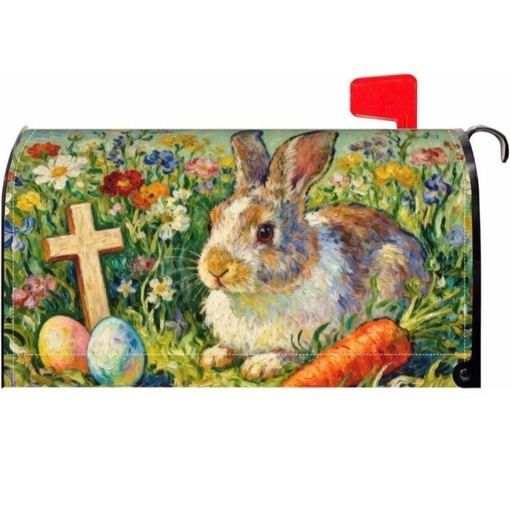 Easter Mailbox Cover Magnetic Standard 18 X 21 In Cross Bunny Floral Carrot Eggs